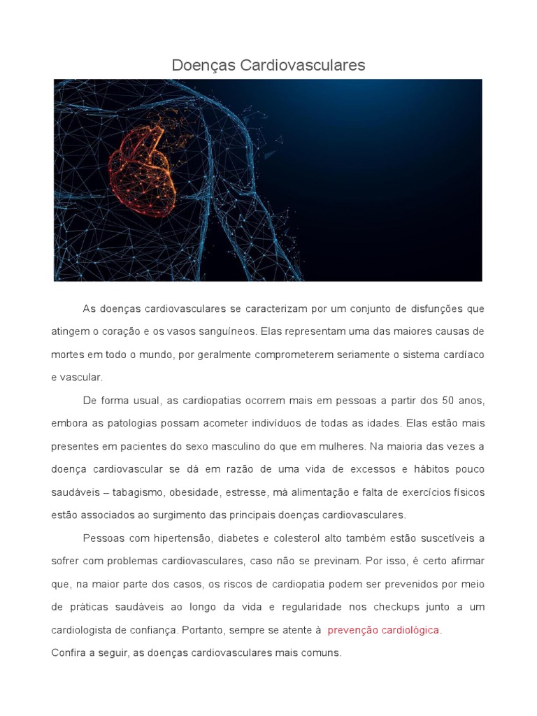 Doenças Cardiovasculares Pdf Hipertensão Coração