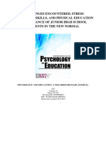 Challenges Encountered, Stress Mangement Skills, and Physical Education Performance of Junior High School Students in The New Normal