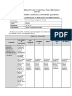 RUBRICA DE EVALUACIÓN QUÍMICA 3ros