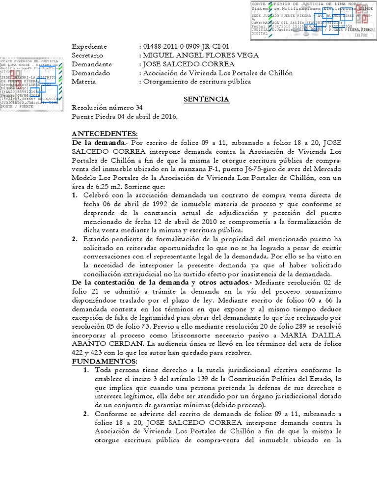 Sentencia: Corte Superior de Justicia DE LIMA NORTE - Sistema de ...