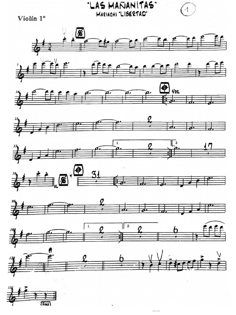 Las Mañanitas L Violín 1-2 | PDF