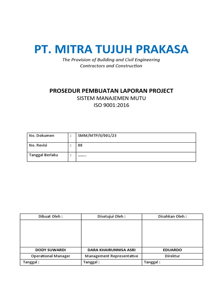 Draft Prosedur Pembuatan Laporan Pdf