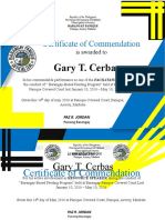Certificate of Commendation: Gary T. Cerbas