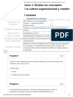 COMPORTAMIENTO DE 10) Cuestionario 1 - Evalúe Los Conceptos Relacionados Con La Cultura Organizacional y Cambio