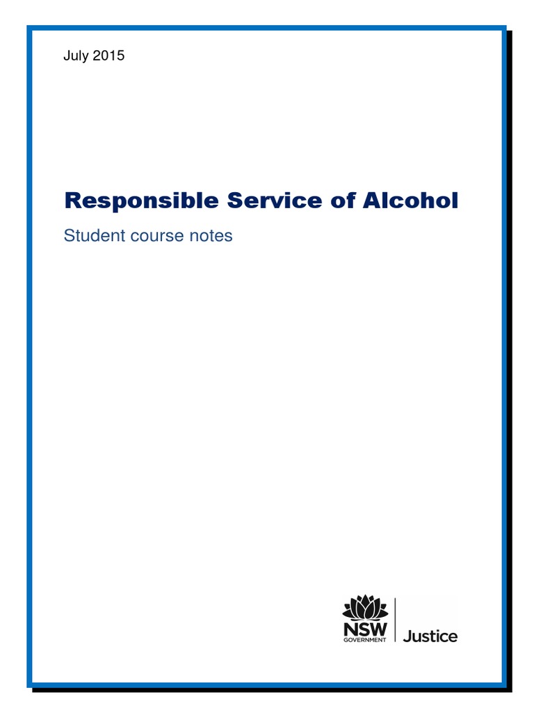 NSW RSA Course Notes PDF Alcohol Law Alcoholic Beverages
