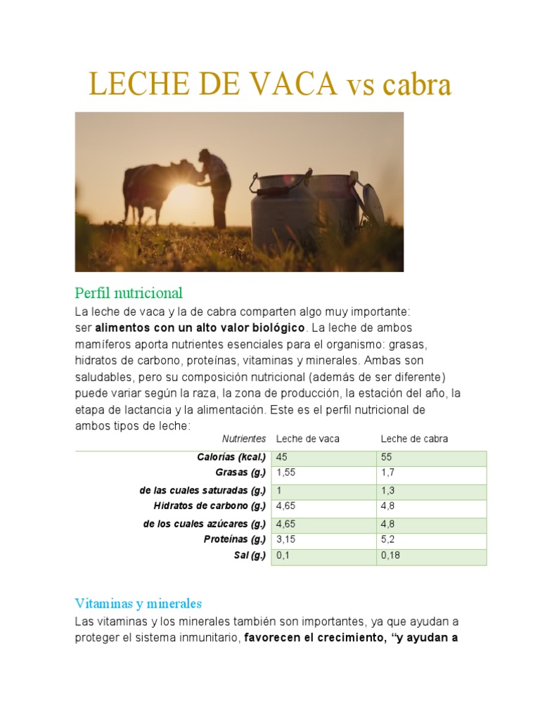 Leche Vaca vs. Cabra | PDF | Leche | Alergia