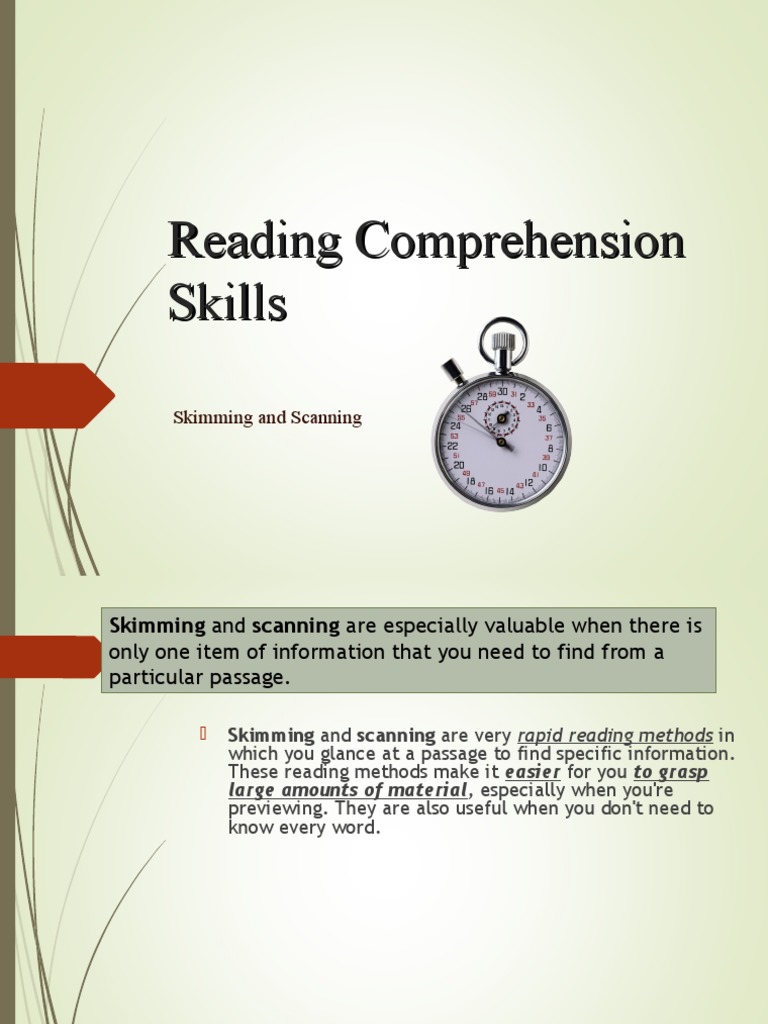 Skimming and Scanning Techniques | PDF | Speed Reading