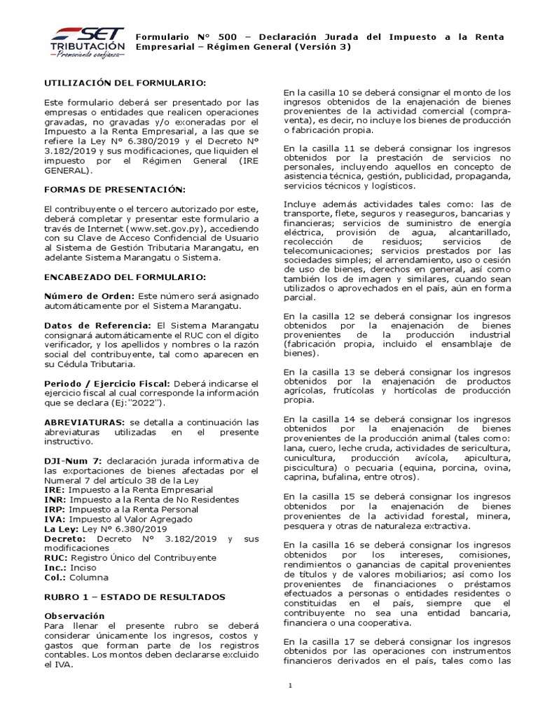 Instructivo formulario 500 ire general versi n 3 pdf impuesto