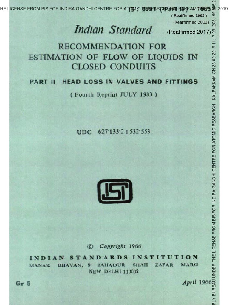 Is 2951 part 2 pressure drop calc on pipe fittings pdf liquids