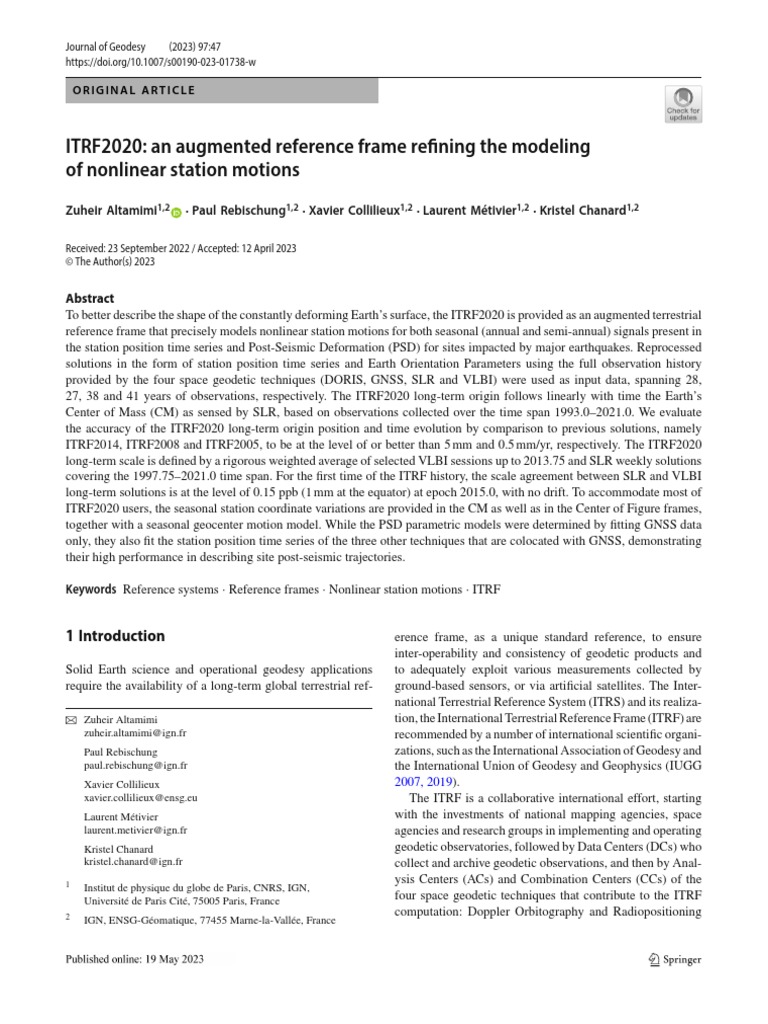 ITRF2020: Enhanced Earth Reference Frame | PDF | Geodesy | Time Series