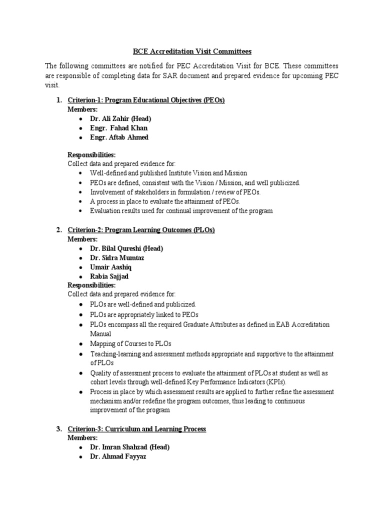 Pec Registration Criteria