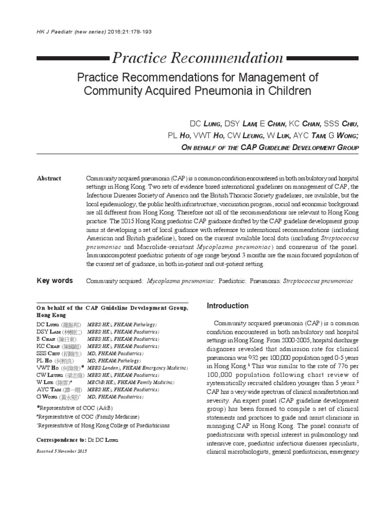 Pediatric Community Pneumonia Guidelines | PDF | Pneumonia | Influenza