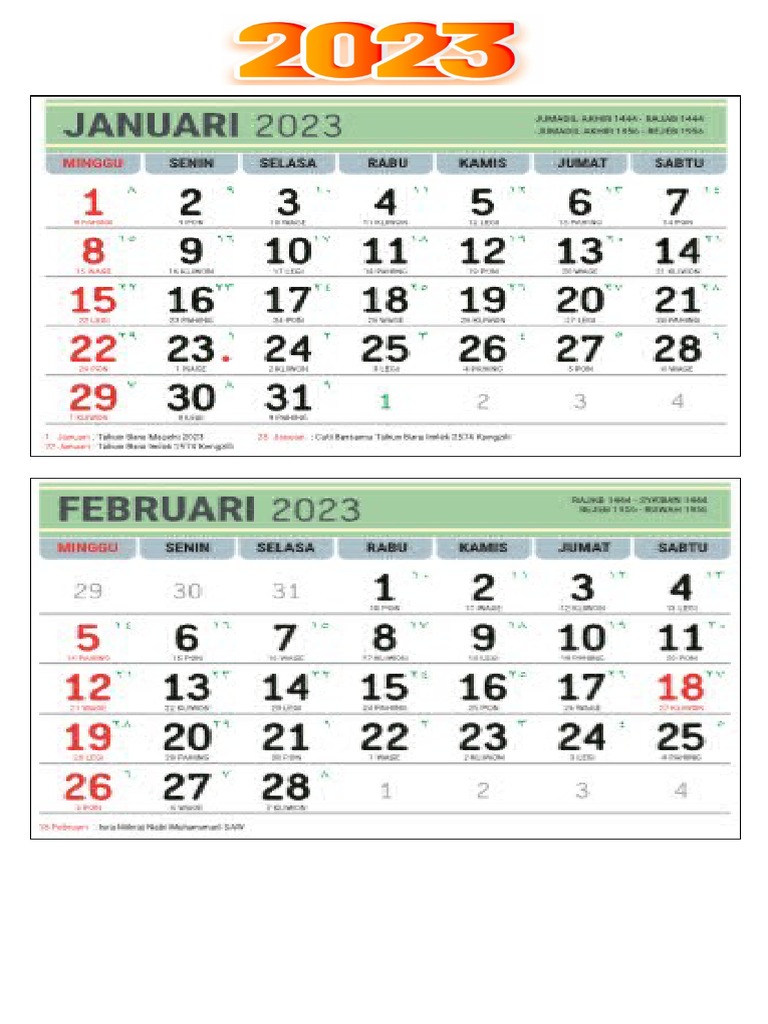 Kalender Tahun 2023 | PDF