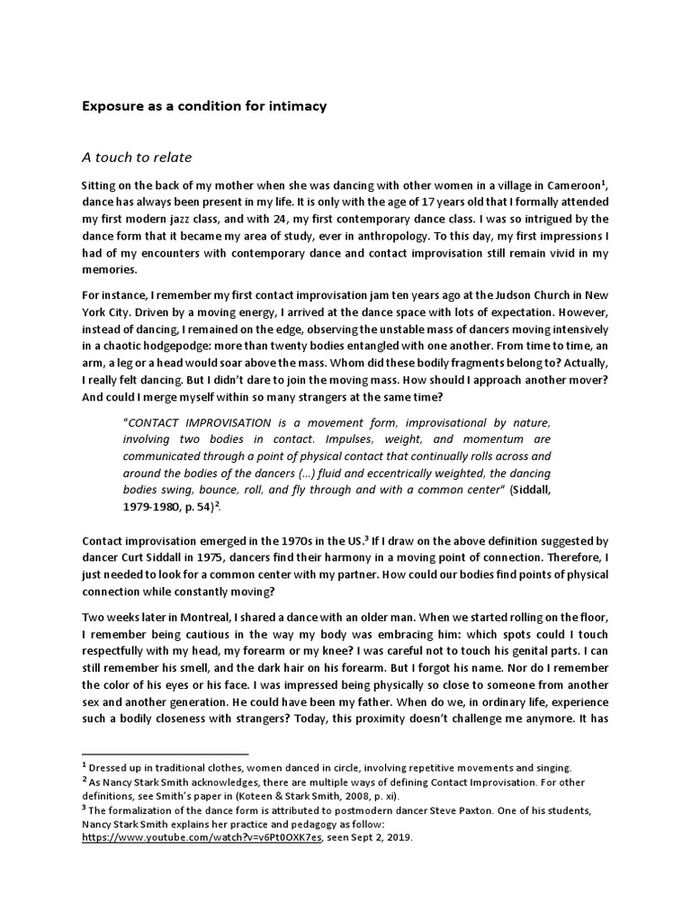 Intimacy Through Contact Improvisation | PDF | Nudity