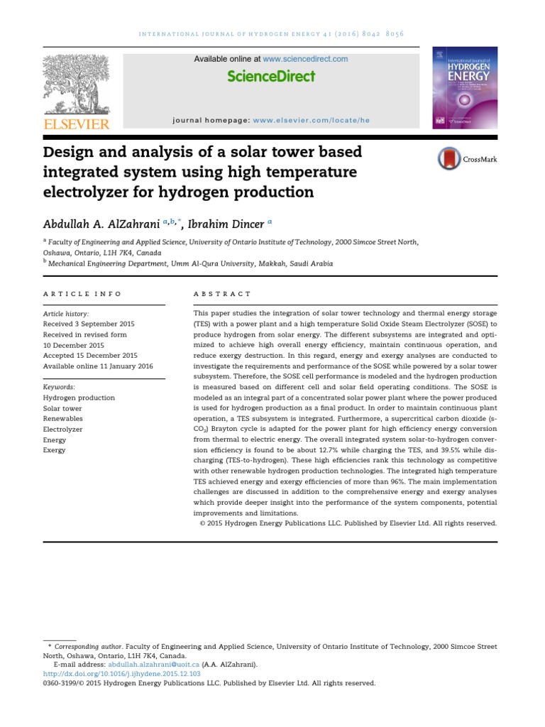 Solar Hydrogen Production System | PDF | Solar Energy | Hydrogen