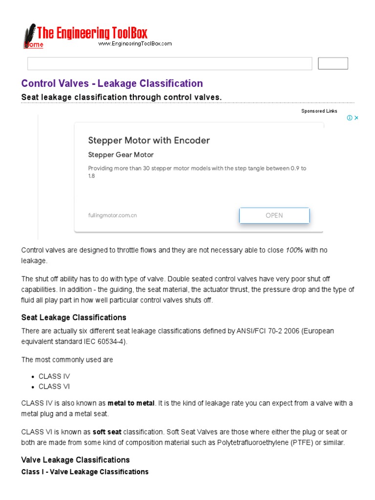 Seat Leakage Classification PDF Valve Sketch Up