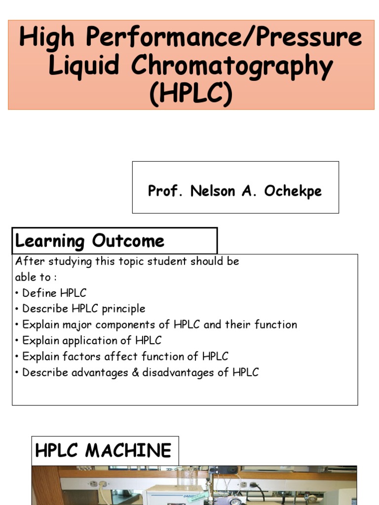 HPLC Notes PDF High Performance Liquid Chromatography Chromatography