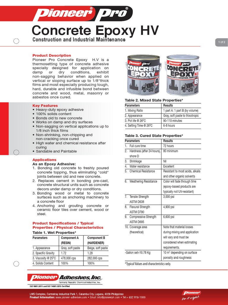 TDS PPro Concrete Epoxy HV 022019 Download Free PDF Concrete Epoxy