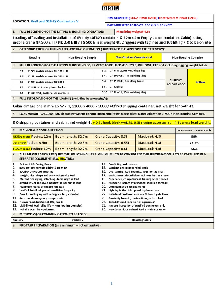 Telehandler Lift Plan for Well Pad G18-2 | PDF | Crane (Machine)