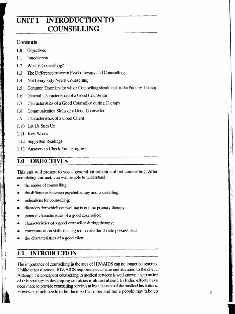 Unit-1 Introduction To Counselling | PDF | Psychotherapy | Mental Disorder