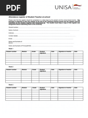Attendance register