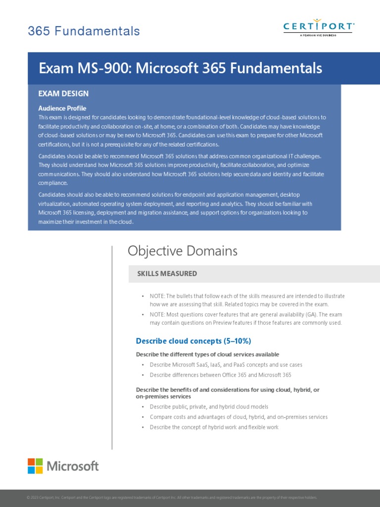 Microsoft 365 Fundamentals Exam Guide | PDF | Cloud Computing | Microsoft