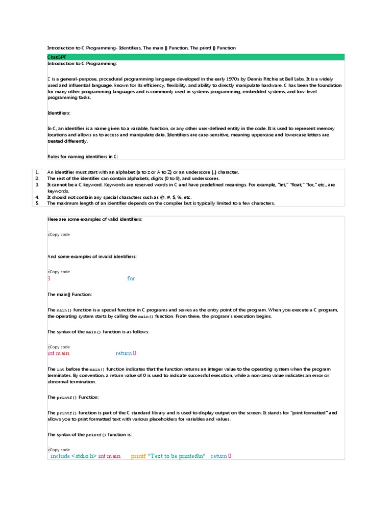 Introduction To C Programming | PDF | Pointer (Computer Programming ...