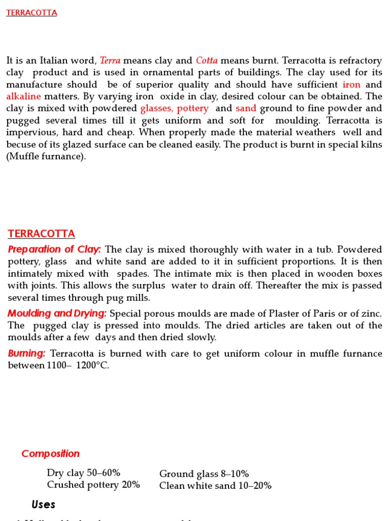 Terracotta Material Properties Overview | PDF | Glasses | Pottery