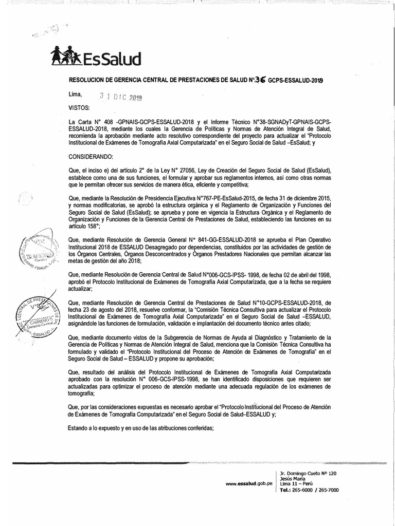 Resolucion de gerencia central de prestaciones de salud n gcps
