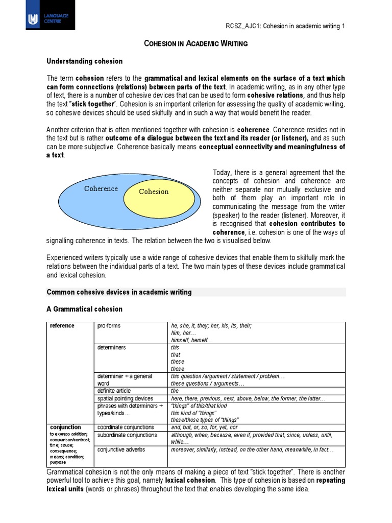 Cohesion in Academic Writing Explained | PDF | Intelligence Quotient ...