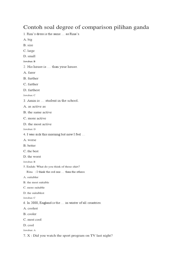 DEGREE OF COMPARISON MCQ 30 QUESTIONS WITH ANSWERS PDF FREE visual data 4
