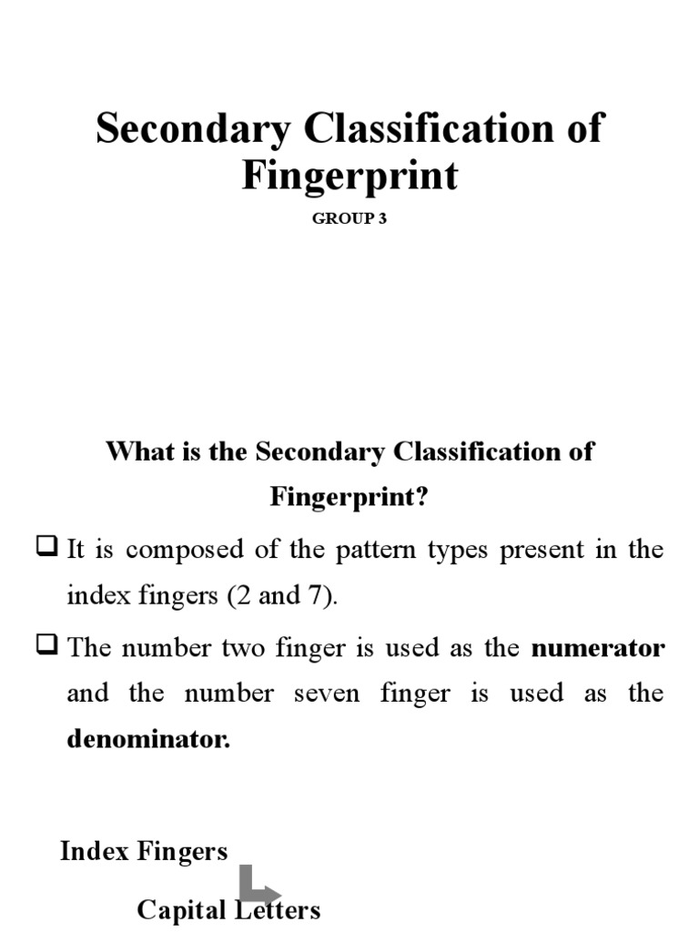 Secondary Classification of Fingerprint PDF Fingerprint Limbs