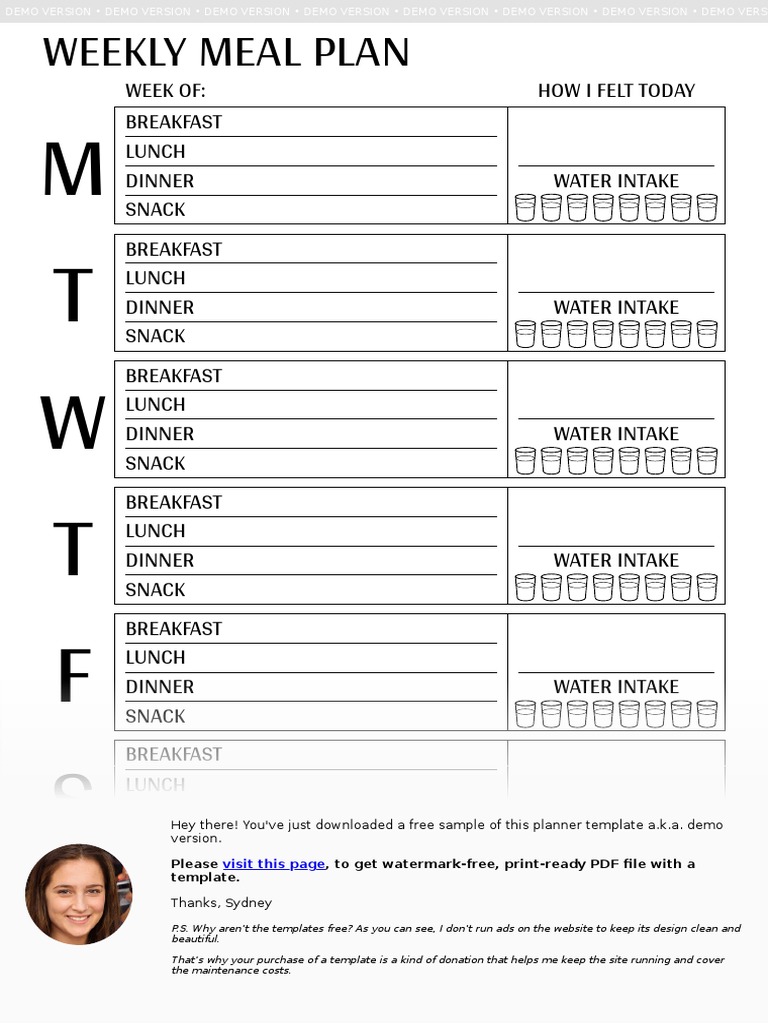 Weekly Meal Plan-A4 | PDF