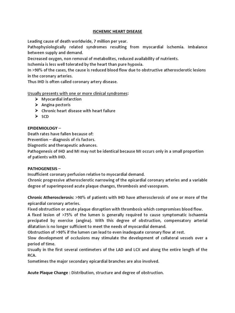 Ischemic Heart Disease Overview | PDF | Ischemia | Coronary Artery Disease