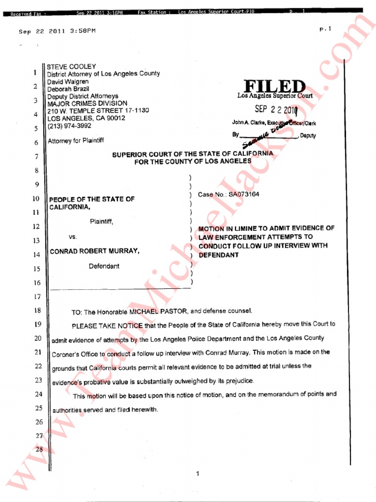 Motion in Limine to Admit Evidence of Law Enforcement Attempts to