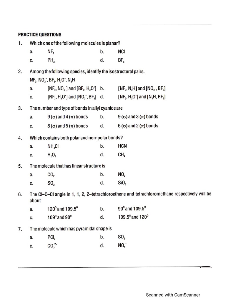 +1 Chemical Bonding Test PDF