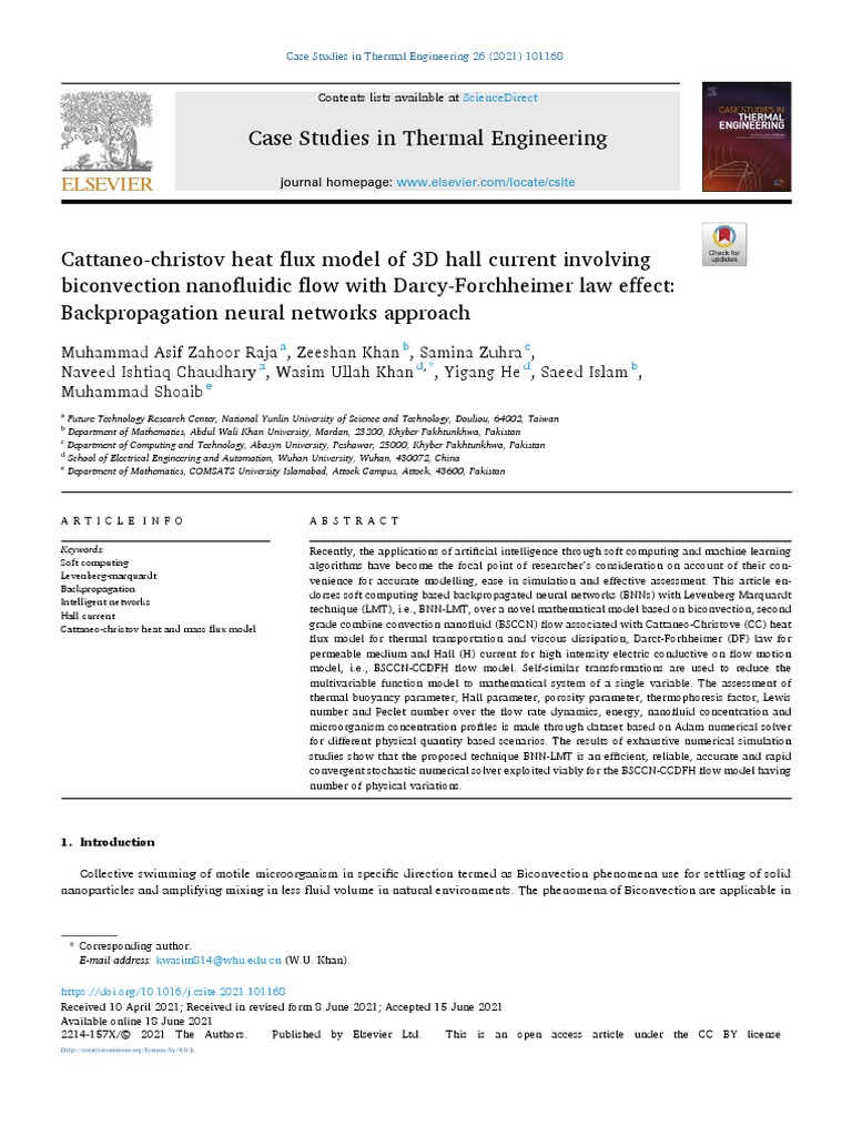 Cattaneo Christov Heat Flux Model of 3D Hall | PDF | Heat Transfer | Heat