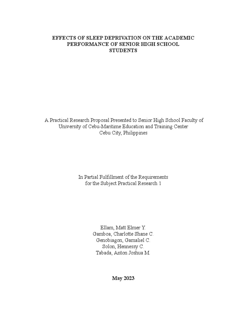 Effects of sleep deprivation on the academic performance of senior high