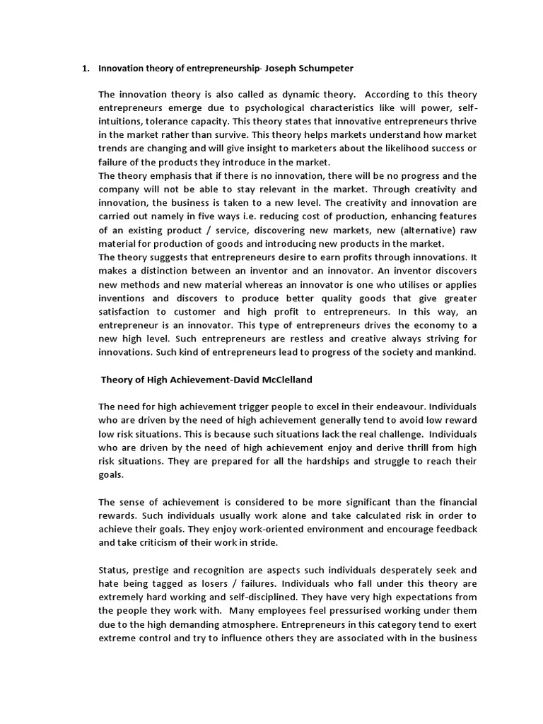 Theories of entrepreneurship pdf entrepreneurship innovation