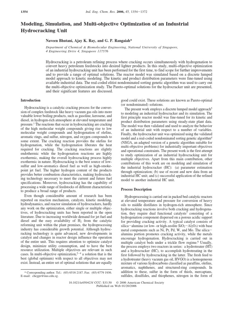 Modeling of Hydro Cracker PDF Cracking (Chemistry) Hydrogenation