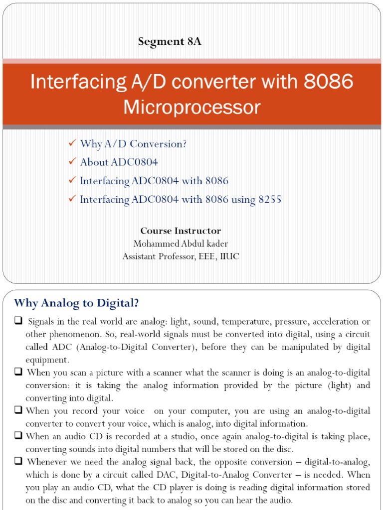 Interfacing A_D Converter With 8086 Microprocessor PDF Free Download