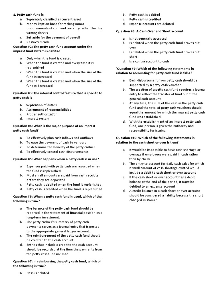 Petty Cash | PDF | Debits And Credits | Cash