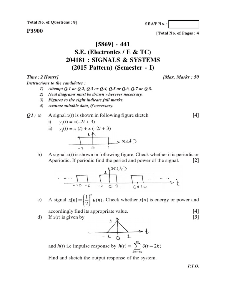 Signals and Systems Exam Paper | PDF | Fourier Series | Mathematics