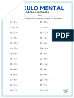 Simple Blue Addition and Subtraction Mental Arithmetic Maths Worksheet