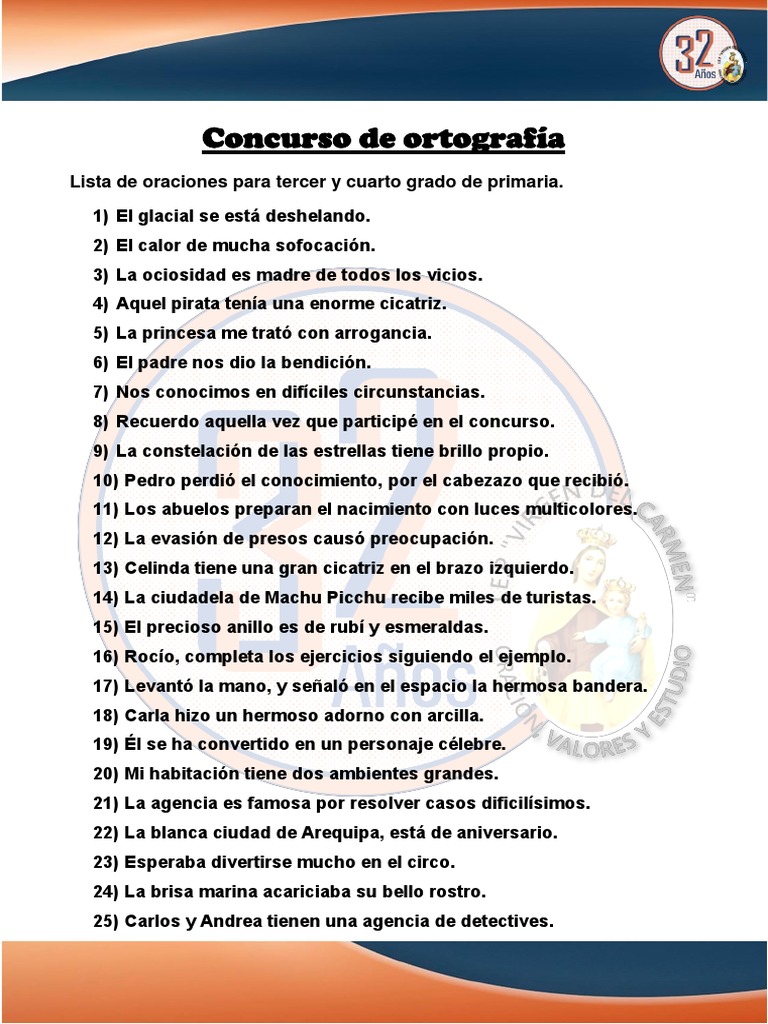 Oraciones para tercer grado de primaria | PDF | Libros para adolescentes