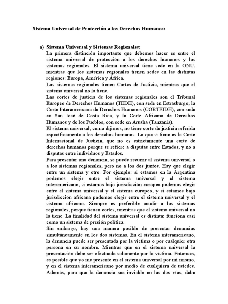 Sistema Internacional de Protección A Los Derechos Humanos | PDF ...