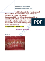 MFD Part 2 - Pediatric Dentistry Exams Answers