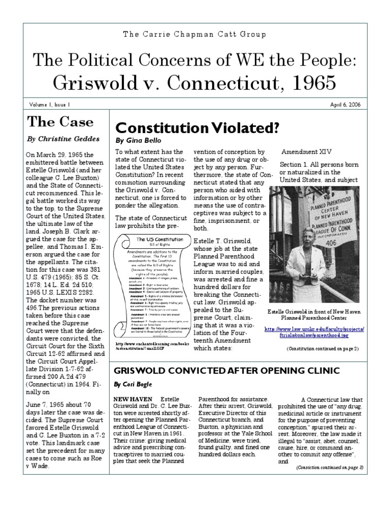 APUS Court Cases Griswold v Connecticut Griswold V. Connecticut