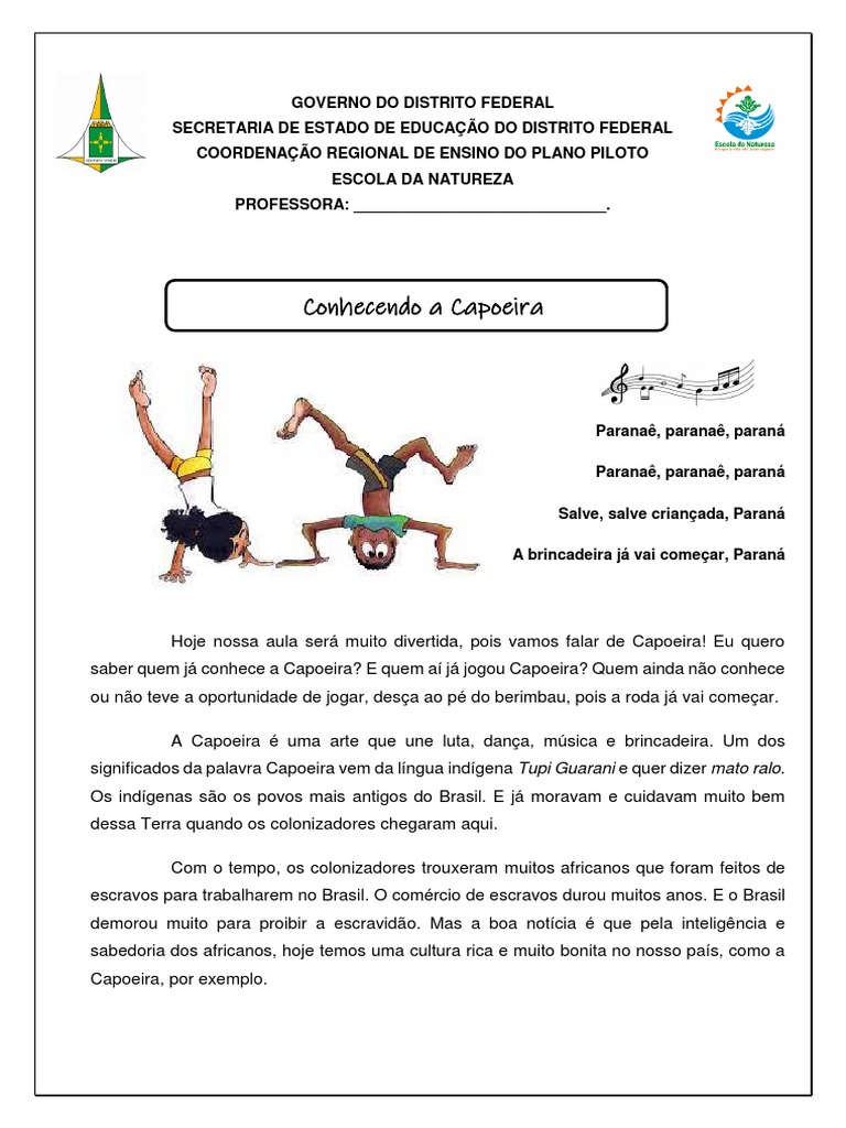 LARISSA SOARES FERREIRA - atividade capoeira 4º e 5° ano | PDF | Brasil