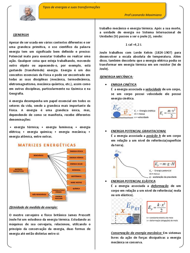 Fisica - Tipos de Energias e Suas Transformações | PDF | Temperatura ...